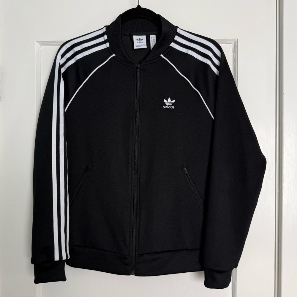 adidas Originals Track Jacket Classic Black 3 Stripes Women Size Small